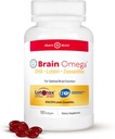 Cerebro Omega con Lutein e Zeaxanthin - Suplemento Omega 3 para cerebro, corazón e saúde do ollo - 460 mg DHA, 90 mg EPA, suplementos de Lutein e Zeaxanthin - 180 Softgels (90 porcións)