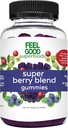 FeelGood Superfoods Super Berry Multivitamin Suplementy, Acai, Amla, Lingonberry, Maqui, Bilberry, i Aronia Berry Gummies, Berry Flavor, Wegan, Non-GMO, 60 Count