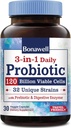 Bonawell Probioics 120 Billion CFU 32 Strains với Prebioics, cáo phó bản quyền cho sức khỏe Gut, 3-in 1 Nhật báo Probiotic, Shelf-Stable-Release, 30 Vegie Caps