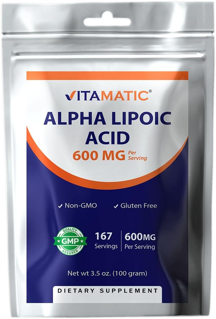 Vitamatic Pure Alpha Lipoic Acid (ALA) 600mg Per Servering - 167 portioner - Icke-GMO & Gluten Gratis