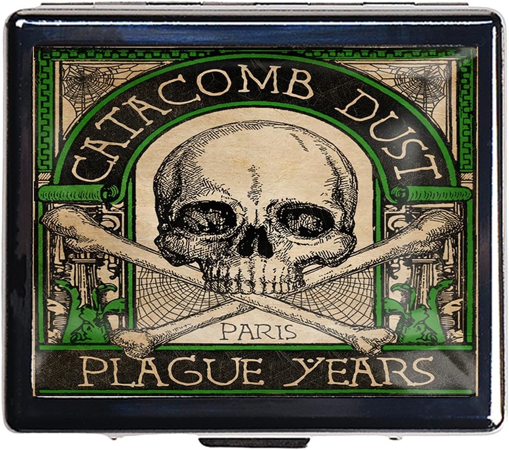 Silver Vintage Pill Box 7 Day Metal Pill Box z lusterkiem i 8 Komory Cute Travel Pill Organizer for Purse (Vintage Skull)