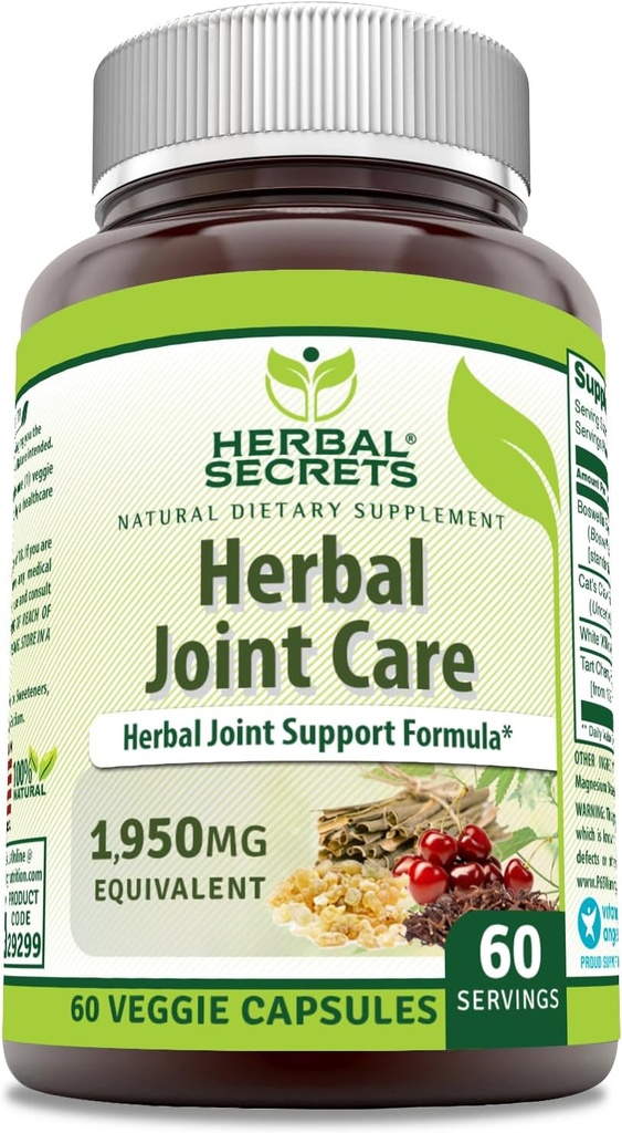 Herbal Secrets Joint Care 1950 Mg per Serving Supplement | Veggie Capsule | Contains Boswellia Extract, White Willow, Cat's Claw & Tart Cherry Powder | Made in USA (1 Pack, 60 Count)