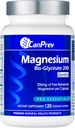 CanPrev Magnesium Bis-Glycinate Gentle 200mg, 120 V-Caps 120-Day Supply - Pure Elemental Magnesium supplement, Supports Bone and Muscle Function, Gentle on Stomach, perfect for Daily Magnesium Needs