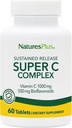 NaturesPlus Super C Complex, Tartós kiadás - 60 tabletta - 1000mg C-vitamin + 500mg Bioflavonoidok - vegetáriánus, glutén mentes - 60 adag