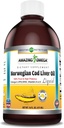 Omega Norwegian Liquid Fish Oil | 1625Mg Omega -3s, DHA, EPA por servir | Fresco limón Flavor | Non-GMO | Gluten-Free | Made in USA