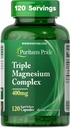Puritan's Pride Triple Magnesium Complex magnesiumoksidi, aspartaatti, ja Citraatti 400 mg, ruokavalio täydentää lihas, sydän, hermo-, ja luu tuki, 120 nopea julkaisu kapselit