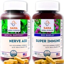 Ajuda natural para o sono e imunidade aumentar 10 ervas orgânicas com raiz valeriana, apoio imunológico com Echinacea & Vitamina C, 1350 mg de ervas por servir, por Sana Herbal
