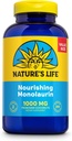 Naturens Life Monolaurin 1000 mg, Nourishing Monolaurin fra Natural Raw Coconut, Immune Support Supplement, Gut helse, Balanced Gut Flora, 60-dagers garanti, 125 serveringer, 250 vegetariske kapsler