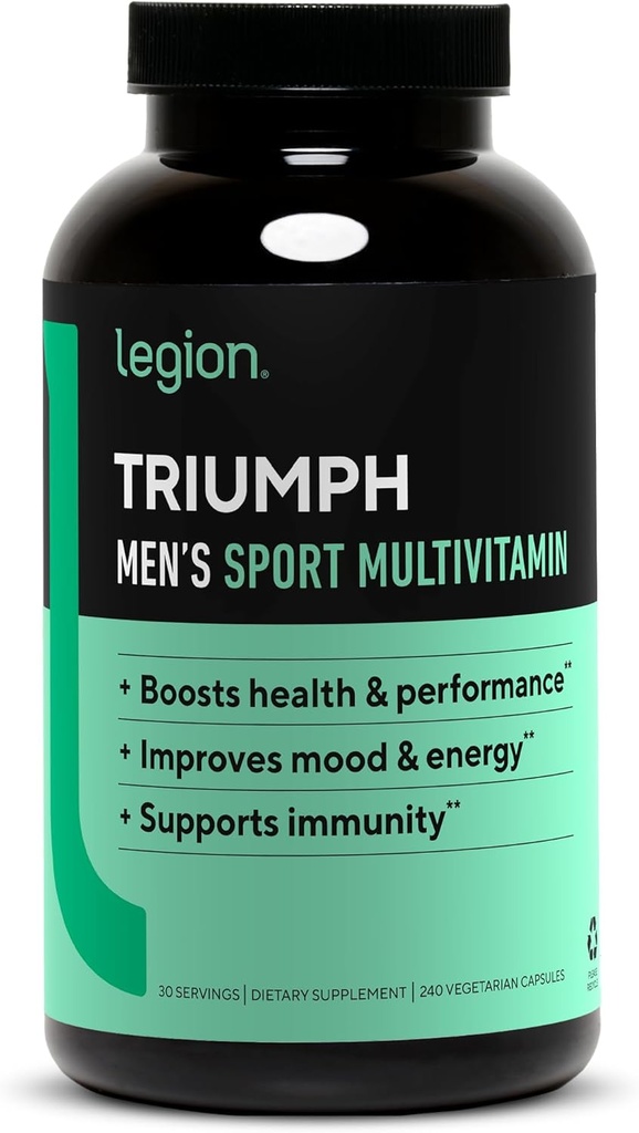 LÉGION Triumph Vitamine sportive masculine - Multivitamine complète pour les hommes - Vitamines quotidiennes pour les hommes pour stimuler la santé et la performance - Multivitamine masculine avec 21 vitamines et minéraux - 30 portions