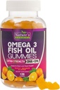 Omega 3 halolaj gumik, szív egészséges Omega 3 gumi kiegészítés magas abszorpció DHA & EPA, Extra Erő Joint & Brain Support, finom narancs ízű hal olaj természet vitamin - 120 gumi