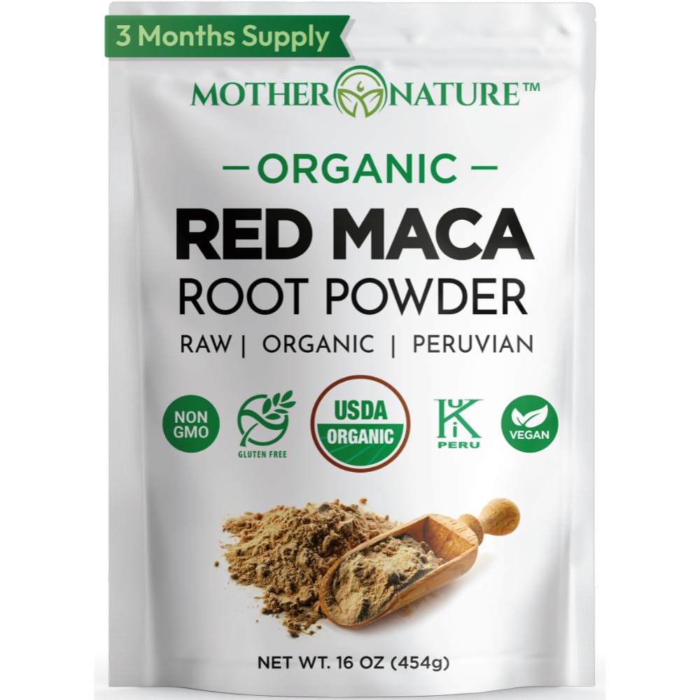 Red Maca Root Powder, 16 oz – Organic Raw Peruvian Superfood for Women, USDA Certified, Non-GMO, Vegan – Supports Energy, Mood & Hormone Balance – Gluten Free