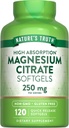 Nature's Truth Magnesium Citrate Softgels | 250mg | 120 Count | Высокое поглощение | Без ГМО и глютена