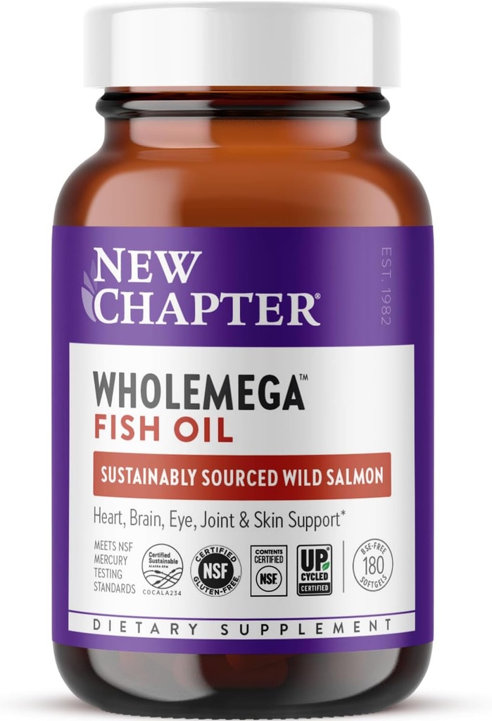 Uus peatükk Wholemega Fish Oil Supplement - 2000mg per Serving, kliiniliselt tõestatud Alaska lõheõli omega-3 + vitamiin D3 + astaksantiin, 180 Softgels