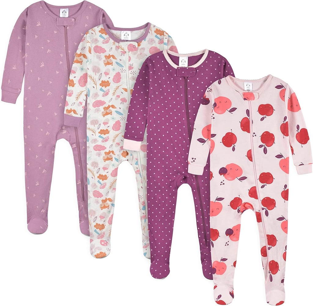 Gerber Baby Girls Baby-girls 4-pack Pé pijamas