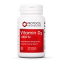PROTOCOL FOR LIFE BALANCE Vitamin D3 1,000 IU - Immune Support Strong Bones and Teeth - 120 Softgels