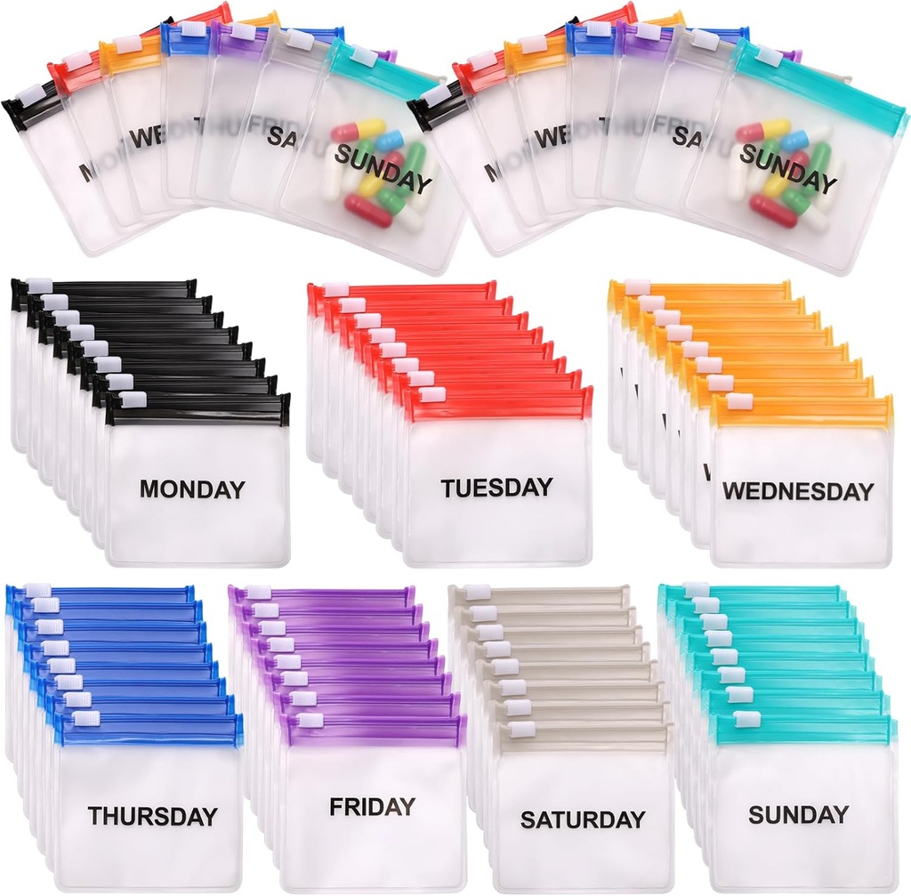Reutilizabil Pill Pouch - 35 piese zippered, pungi medicale portabile cu blocare slide