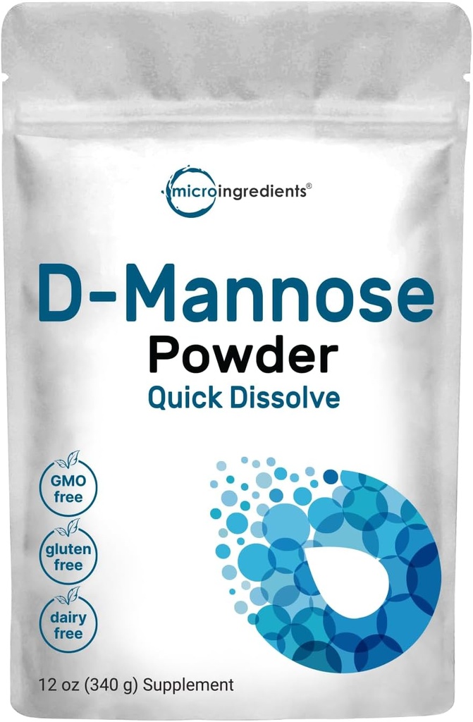 Micro Ingrediencie D Mannose Powder, Pure Mannose Supplement, Quick Water Rozpustná, Podpora močovej Tract Čistiť & Bladder Health, Premium Mannose pre ženy a mužov, Vegan Friendly.
