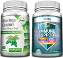 GreeNatr Energy Support & Immuuni puolustus Bundle: Pure Moringa Oleifera Leaf Extract Kasviskapselit (1000 mg) 7-in-1 Immuunituki Formula energia, mieliala, muisti, Focus