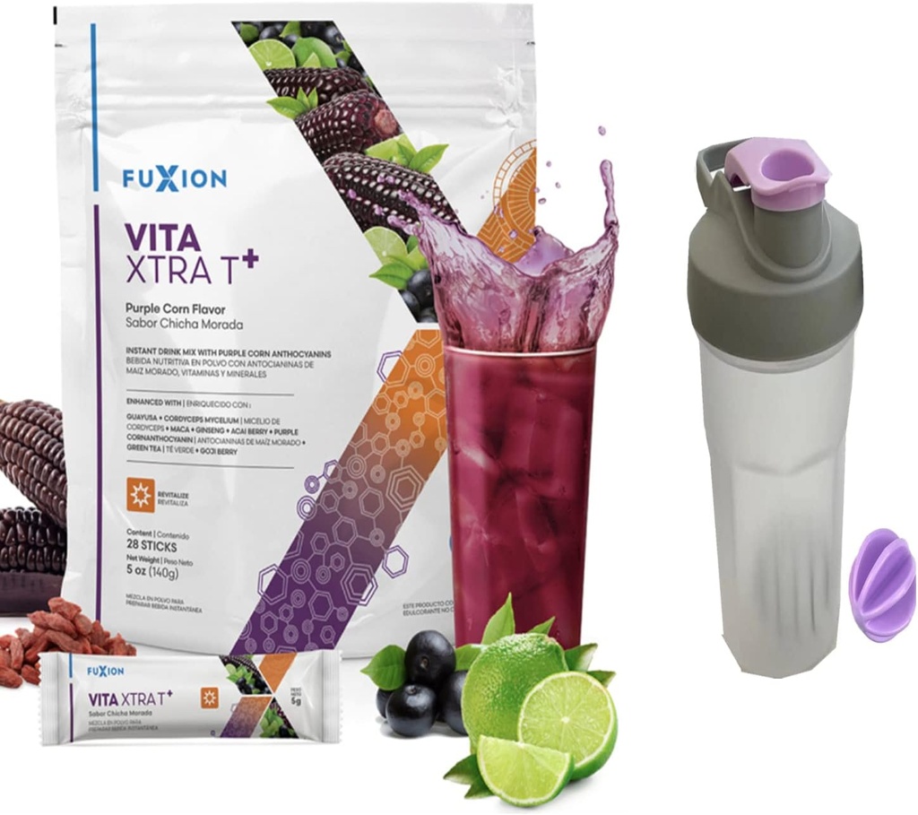 Fuxion VITA Xtra T+, Impulsionante Energia Longa que Durará O Dia inteiro, Bebidas Energéticas (VITA Xtra T+, 28 Sticks)