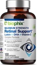 biophix Retinal Support Maximum Strength Complex Formel 100 Kapseln - Zink Vitamin C E Lutein DHA Omega-3 Astaxanthin Hyaluronsäure - Unterstützt Augen Vision Gesundheit