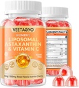 Astaxanthin supplements 6mg + Liposomal Vitamin C 1000mg - Dual Layer - Niacin B6,B12,Folate, Biotin - Antioxidants - Gelatin Free, Sugar Free,60Cts