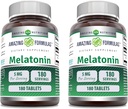 Incredibile Formulas Melatonin Supplemento | 5 Mg Per Serving | 180 compresse | Non-GMO | Gluten Free | Made in USA | Confezione di 2