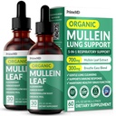 5-in-1 Mullein Drops for Lungs and Bronchial - Respiratory Lung Health Support with Mullen Leaf Extract for Lungs - Mullein Tincture with Elderberry, Echinacea and Ginger Root (60 Servings) (2-pack)