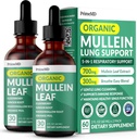 5-in-1 Mullein picături pentru plămâni și Bronhial - Suport pentru sănătatea plămânilor cu extract de frunze Mullen pentru plămâni - Tinctură Mullein cu Elderberry, Echinaceae și Root Ginger (60 Servings) (2-pack)