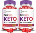 Justified Laboratories (2 Pack Pure Slim Keto ACV Gummis Advanced Formula 1000MG PureSlim Keto Gummies Apfelessig mit Granatapfelfettsaft Pulver B12 Vegan Non GMO 120 Gummys