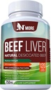 N'More Beef Liver kapsulak - 100% Grass Fed & Undefatted Argentina Liver - Iron Naturala, B12 & CoQ10 Energiarako, Brain & Immune euskarria - 120 kapsula, 750mg
