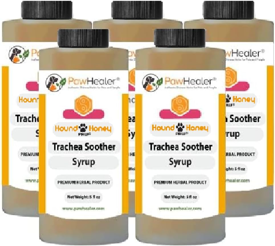 Trachea Soother Syrup 5PAK Gos Honey - Natural Hebal Remedy per a Symptoms de Trachea - gusts Good - Fàcil d' administració (5 flá)
