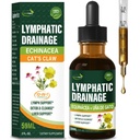 Lymphatic Drainage Drops with Echinacea Cleavers, 10-in-1 Herbal Blend for Lymph System Support w/Cats Claw Extract, Detox Cleanse Support Supplement for Daily Wellness, Non-GMO, 2 oz