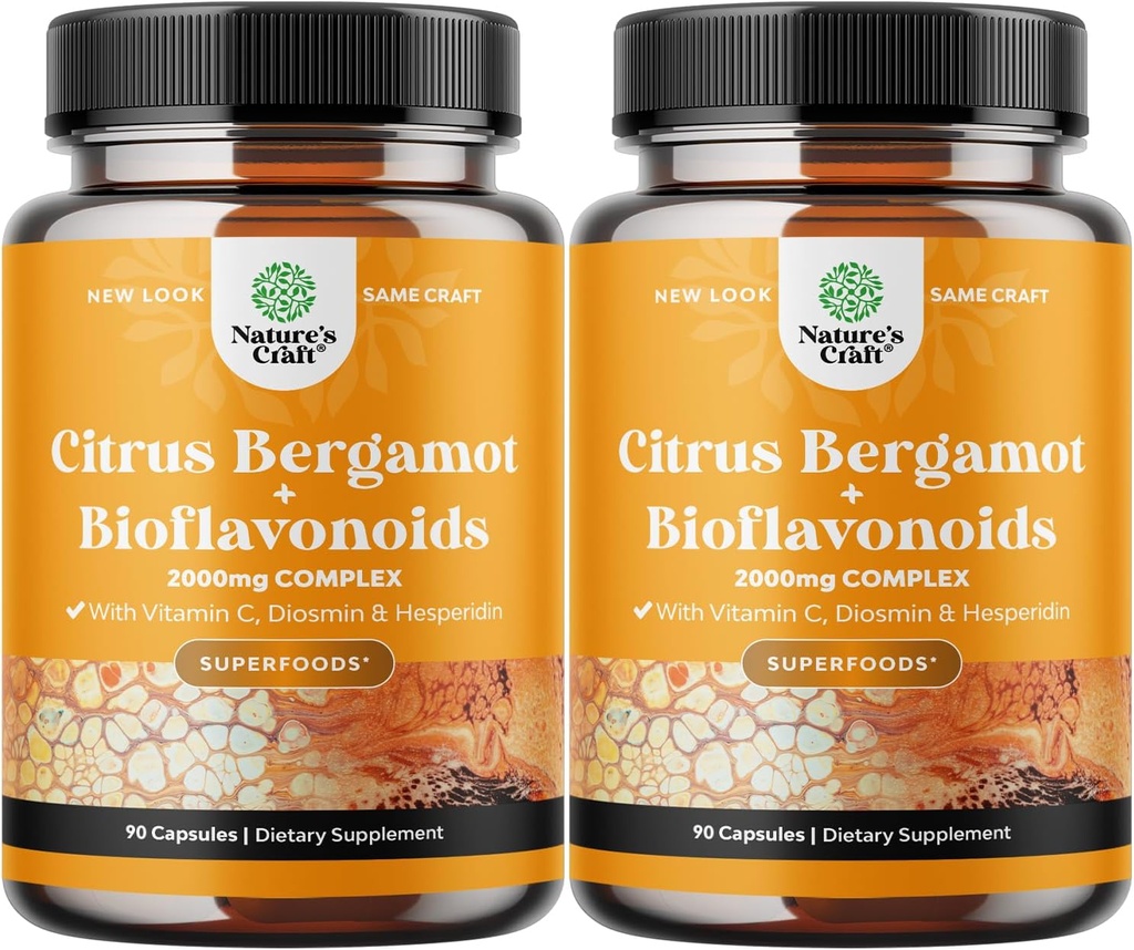 Citrus Bergamot supplement with Citrus Bioflavonoids - Ultimate Citrus Bioflavonoids supplement with Citrus Bergamot Extract 1000mg Rutin and Hesperidin for Immunity ' Heart Health Support (2 Months)