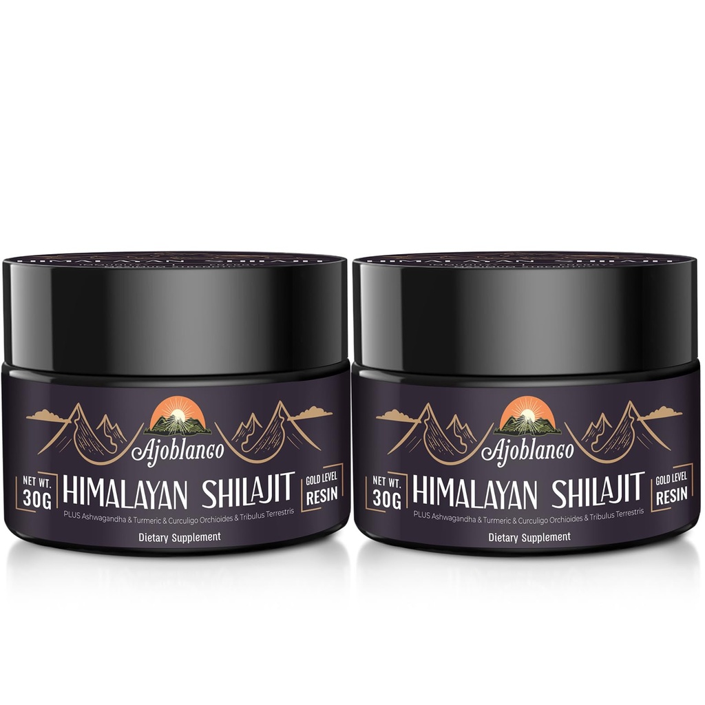 600mg Shilajit Pure Himalayan Organic Shilajit Resin - Himalayan Shilajit Resin with Organic Ayurvedic Blend in High Potency for Energy, Strength & Immunity, Pack of 2