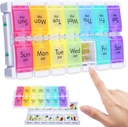 MERICARGO Weekly Pill Organizator de 2 ori pe zi, Ușor de umplere mare cutie de pastile 7 zile, Am Pm Medicina Organizator, Push Button Daily Pill Case pentru vitamina, ulei de pește, suplimente