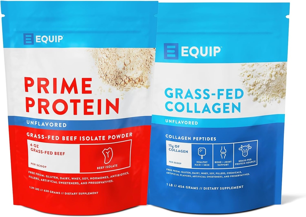 Equip Foods Prime Beljakovine v prahu brez arome in kolagen v prahu brez arome