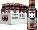 Muscle Milk Pro Advanced Nutrition Proteine Shake, Knockout Ciocolata, 14 Fl Oz Sticla, 12 Pack, 40g Proteine, 1g Zahăr, 16 Vitamine & Minerale, 6g Fibra, Antrenament de recuperare, Ambalaj mai Vary