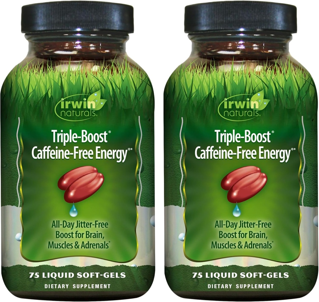 Irwin Naturals Triple-Boost Caffeine-Free Energy – 75 Liquid Soft-Gels – Адаптогенна добова енергетична підтримка - 2 пакет