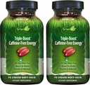 Irwin Naturals Triple- Boost Caffe- Free Energy - 75 skysti skysčiai - Geliai - Adaptogeninis paros energijos parama - 2 Pack