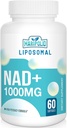 Liposomal NAD + Tillägg 1000 mg | Högsta NAD Pontecy | Max Absorption | Pure NAD Supplement | Energy and DNA Repair, Aging Defense, Brain Function | 60 Softgels