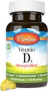 Carlson - Vitamina D3, 4000 UI (100 mcg), Suplementos de Vitamina D, Salud Hueso &amp; Inmuno, Suplemento Cholecalciferol, Gluten Vitamina D cápsulas, 120 Softgels