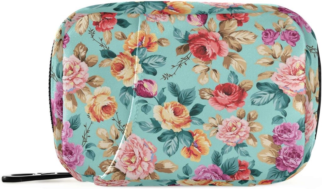 Pink Orange Violet blomster Pill Box 7 Dag Pill Case Rejsepose Pill Organizer Bag med lynlås Portable ugentlige sag Kompakt størrelse for Vitamin Supplement Holder