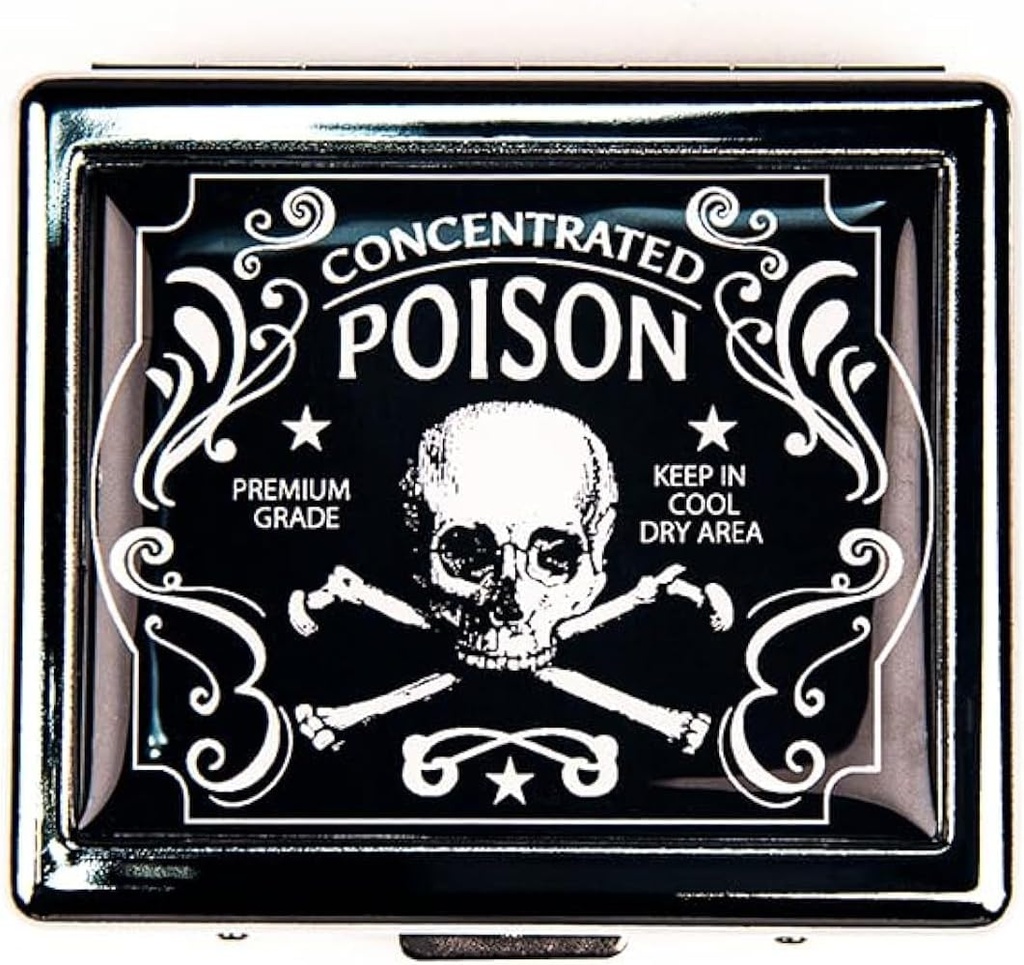 Geconcentreerde Poison 7 dagen Chromed Shiny Silver Pill Organizer met Spiegel Binnen heeft 8 afzonderlijke afdelingen Rechthoek 7 dagen Pill Box Pill Case