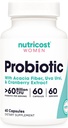 Nutricost Probiotic for Women 60 Billion KSV, 60 Capsules, Complex with Acacia Fiber, Uva Ursi, & Cranberry Extract - Non- GMO & Gluten Free