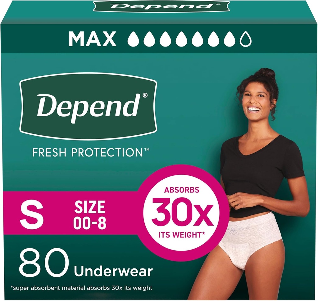 Depend Fresh Protection Suaugusiųjų vystyklai, Independence & Postpartum Šlapimo pūslės Apatiniai moterims, Disposible, Maksimalus, Mažas, Blush, 80 Skaičiavimas (2 pakuotės 40), Pakuočių gegužės Vary