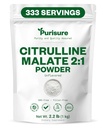 Purisure L Citrulline Malate 2:1 Powder, 1 kg, Supplement and Nitrate for Strength Performance and Energy, Pre-Workout L Arginine L Citrulline Supplement Powder, 333 Servings