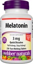 Webber Melatonin 3 mg, Easy Dissolve, 250 Tablets, 100% Obat Free Sleep Aid untuk Orang dewasa, Gluten Free, Non-GMO, Cocok untuk para vegetarian