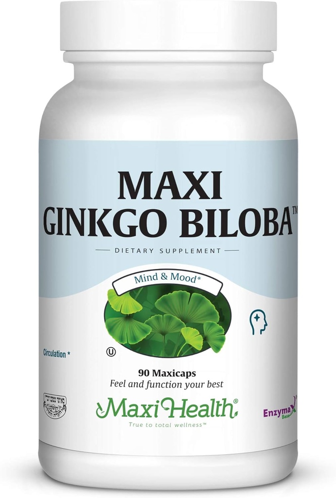 Maxi Health Ginkgo Biloba - Brain and Circulation Formule - 90 Kapsle - Kosher (QGB)