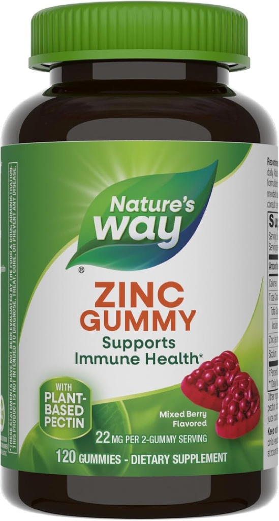 Nature's Way sink Gummies, Yetişkin və Uşaqlar 9+ Immune Support Gummies *, 100% Xidmət başına 100% Daily Value, Qarışıq Berry Flavor, 120 Chews