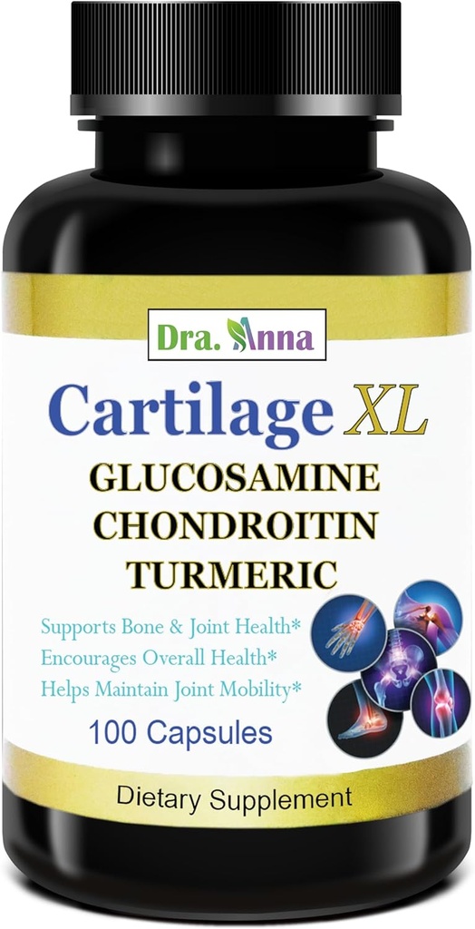 Cartilagem XL Plus Glucosamina, Condroitina e Açafrão. Suplemento de suporte conjunto. Propriedades antioxidantes. 100 Cápsulas